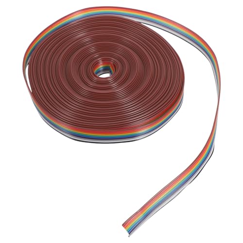 Homoyoyo 10m Roll IDC Flat Ribbon Cable 10-pin 28awg Copper Wire 2.54mm Pitch Flexible High-Density Ribbon Wire for Industrial Electronics and DIY Wiring