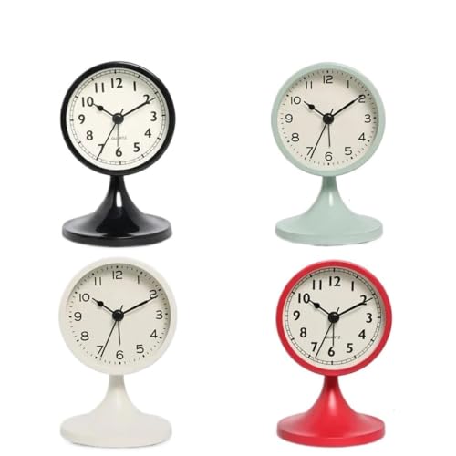 Reloj despertador de metal premium negro redondo de mesa con diseño vintage sutil 5