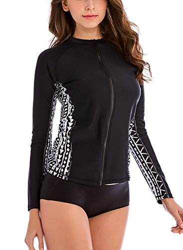 Avellara Womens Long Sleeve Rash Guard Top Ladies Rashguard Swimsuit Swimwear UPF 50+ S