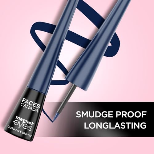 FACESCANADA Color Eyeliner – Dazzling Blue | Liquid Eyeliner with Almond Oil | Waterproof, 24HR Long Lasting, Smudge Proof & Easy Glide Formula | Paraben & Alcohol Free Eye Makeup | 0.14 Fl Oz (4ml)
