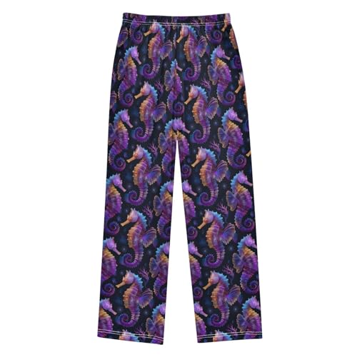 ALAZA Seahorse Colorful Black Pajama Lounge Pants Long Sleep Pajama Bottoms with Pockets2