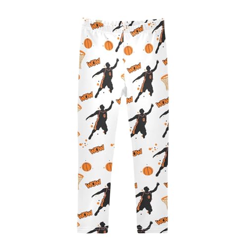 ALAZA Girls' Leggings Children's Yoga Pants Skinny Printed Dance Basketball Shooting Comfortable 4T
