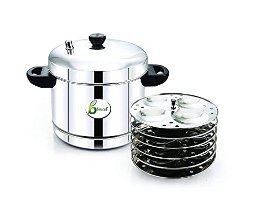 Image of BLeaf Stainless Steel-Idli cooker (Induction & Standard) with Regular Idli Stand /Idli Plates (6 Plates, 24 Idlis) - BV (IC+6RIS)