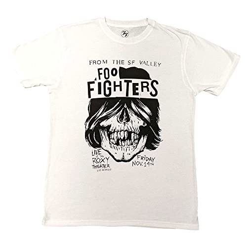 Foo Fighters Camiseta Roxy Flyer Band Logo Nuevo Oficial Unisex Blanco, Blanco, L