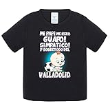  Camiseta bebé mi papi me hizo guapo simpático y sobretodo aficionado al fútbol de Valladolid - Negro, 1 año