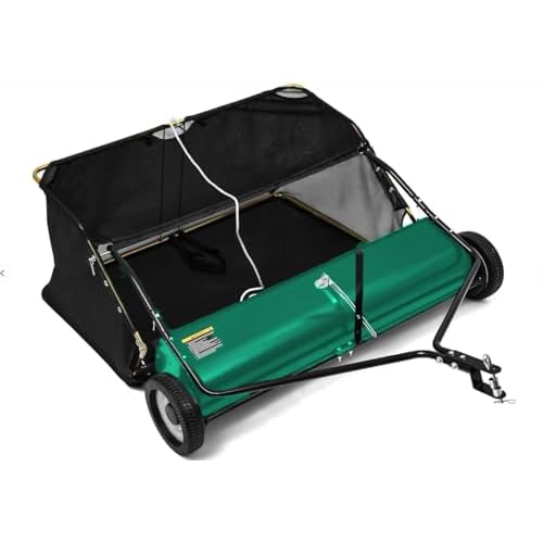 Push Lawn Sweeper, Heavy Duty Steel Frame, Ideal for Yard and Garden Clean up, Green