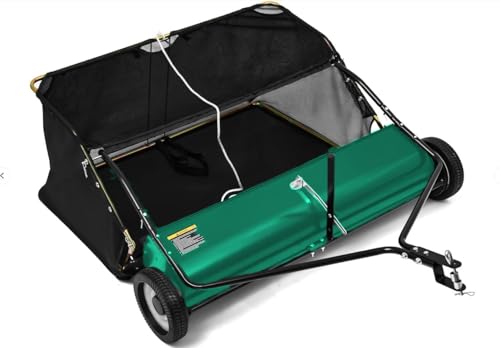 Image of GraveeLife Tow Behind Lawn Sweeper, Garden Pool Fencing, Black
