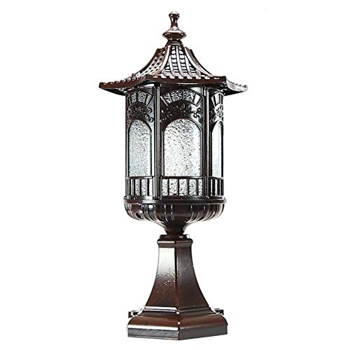 QUSYZD Lampadaire d'extérieur, Lampe Colonne Pilier sculptée Artisanale Classique, Lampe d'extérieur étanche IP54 en Aluminium, borne de clôture, Lanterne extérieure, Villa, jardi,
