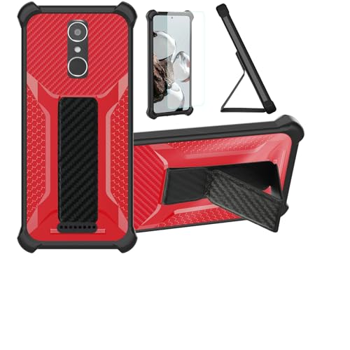 Aroepurt Hülle Für Gigaset GS170 Hülle Hülle Handyhülle Schutzhülle Cover [mit gehärtetem Glas-Screen-Protector] Hybrid [Folding Support Magnetic] [Frosted Anti-Fingerprint] Rot