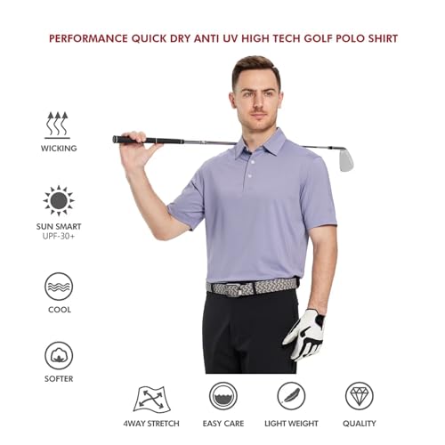 Image of Mens Polo Shirts Short and Long Sleeve Casual Solid Stylish Dry Fit Performance Designed Collared Golf Polo Shirts for Men