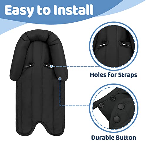 Pro Goleem Car Seat Head Support Infant, Soft Infant Car Seat Insert, 2 In 1 Carseat Head Support For Newborn, Baby Car Seat Cushion, Perfect For Car Seat, Stroller, Swing, Bouncer, Gray And Black #TOP4