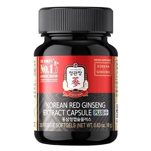JUNG KWAN JANG Korean Red Ginseng Extract Capsule Plus - All-in-One Energy Support Vegan Supplements - No Caffeine & Non-GMO (30 Capsules)