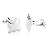 Beydodo 1 Paar Edelstahl Herren Manschettenknöpfe Quadrat Hochzeit Manschettenknöpfen Silber