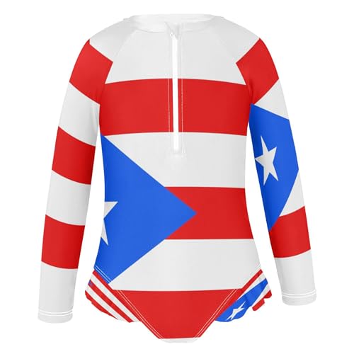 Image of Baby Girl Bathing Suit Long Sleeve UPF 50+ One Piece Toddler Swimsuit