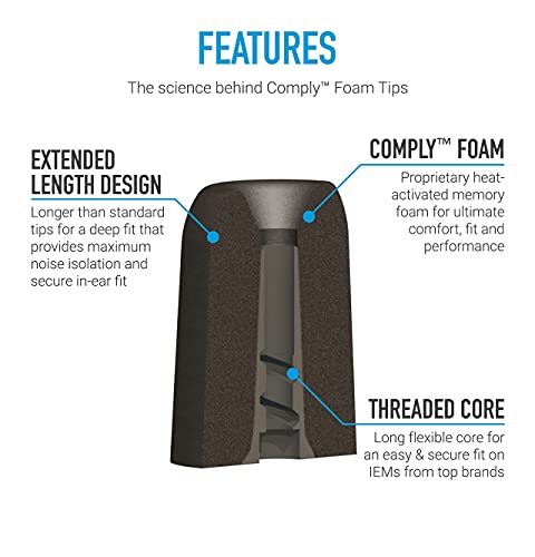 Comply P-Series | Memory Foam Replacement Ear Tips Designed for Etymotic, NuForce, ISOtunes PRO, Q-Jays, & More | Superior Noise Isolation, Ultimate Comfort, Secure Fit | Black, Large (3 Pairs) by COMPLY - Image 4