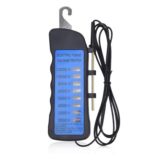 Testeur de tension clôture 12KV, 2 000 à 12 000V Détecteur de défauts de clôture électrique Portable Détecteur de disjoncteur numérique avec 8...