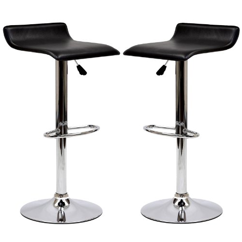 Modway Gloria Vintage Modern Faux Leather Upholstered Swivel Two Bar Stools In Black #TOP12