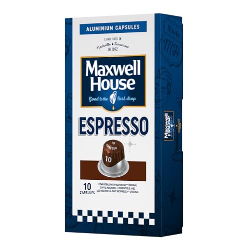 MAXWELL HOUSE- Espresso - Intensity 10-10 Aluminium Coffee Capsules Compatible with Original Nespresso Machine (Pack of 1)