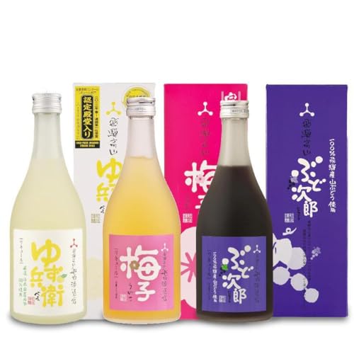 「ゆず兵衛」「 梅子」「ぶど次郎」 果実酒 リキュール 各500ml 3本セット 舩坂酒造 FB043VC13