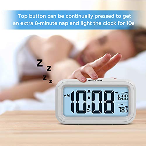 Peakeep MH-9060-WHITE Night Light Digital Alarm Clock Battery Operated thumb #2