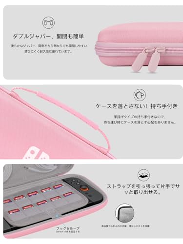 【2025年新版モデルケース】 Switch2 ケース 高密度EVA防水 耐衝撃 ハードシェル スイッチ ケース ゲームカード10枚収納 兼容Switch/有機ELモデル 収納バッグ ポーチ コンパクト 軽量 全面保護 保護カバー ポータブル 持ち運び 旅行