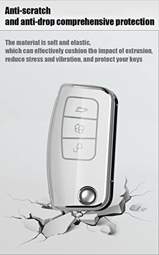 KUNIO Key Cover fit ford Fiesta Focus Galaxy Fusion S-Max Kuga Ecosport Key Cover TPU Folding Car Key Case Keychain Keyring Key Holder 3 Buttons A White - Image 4