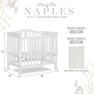 Addison 4 in 1 convertible mini crib in white greenguard gold certified non toxic finishes built of new zealand pinewood comes with 1 mattress pad  urban country home decor