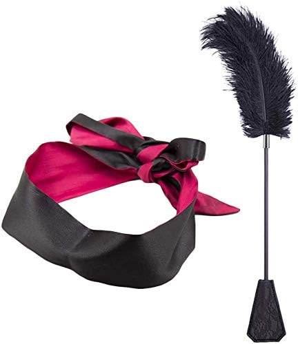Feather Tickling Toys with Satin Blindfold Sleep Mask, Sport Whip,Feather Tickler