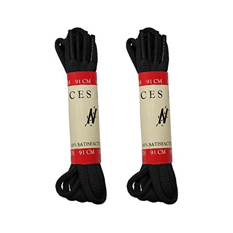 NIVZIV TWO PAIR PACK Durable Oval Athletic Shoelaces (6.5 mm Diameter) 45" (114 cm), Black Cover