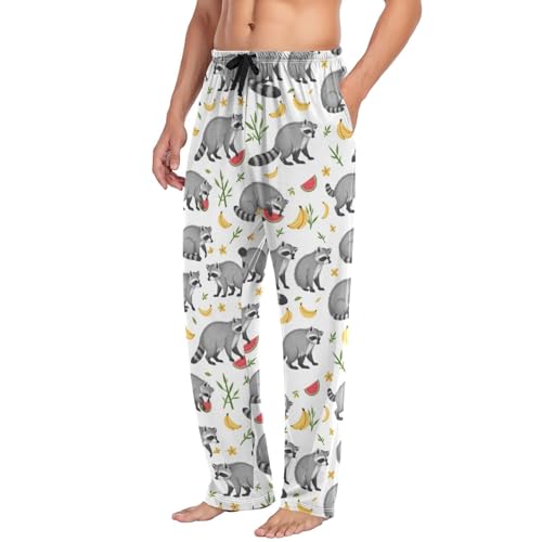 Funny Grey Raccoon Pajama Pants Cute Animals Men's Pajama Bottoms Lounge Sleepwear PJs Casual Lightweight Sleep Pants XL4