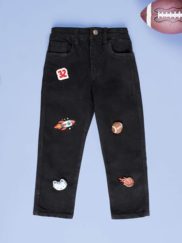 Image of KiddoPanti Boys Regular Fit Denim Pant | Stretch Poly Cotton Denim | Regular Fit Full Length Pant | Back Elasticated & Button with Zip Open Fly