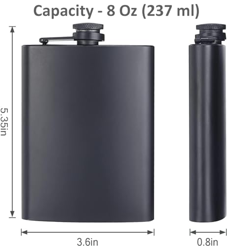 Image of Store2508 Stainless Steel Hip Flask with Funnel & Shot Glass Matte Finish, 8 Oz (236ml) (Black 2 Sets)