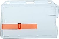Vista 7 de Portatarjetas horizontales de plástico duro resistente con extractor rojo pestaña deslizante - Funda protectora transparente de fácil acceso