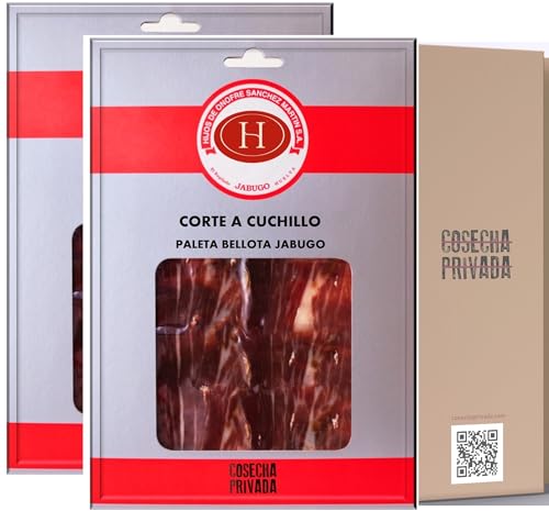 2 Sobres de Paleta de Jabugo 100% Bellota - Envio 24 - Cortada a Cuchillo - Sanchez Martín - Selección Cosecha Privada - Envío 24 h - Vitola Negra 100% Bellota Ibérica Huelva - (2 Sobres, Paleta)