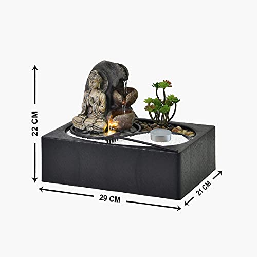 Image of Home Centre Corsica Black Polyresin Buddha Indoor Fountain- 21cmx22cm, Standard (CORSICA-1201134L)