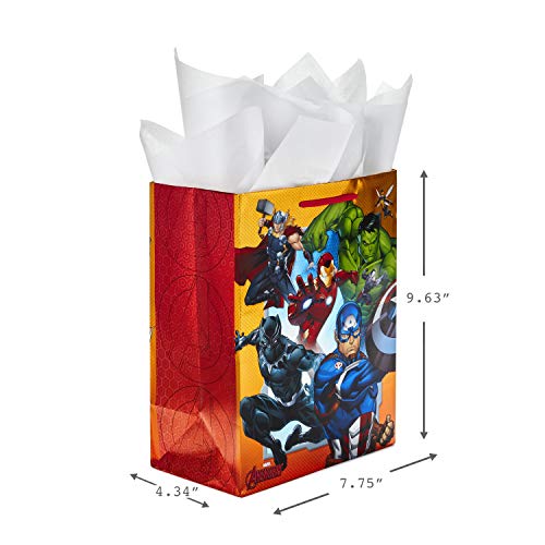Hallmark 9" Medium Avengers Gift Bag With Tissue Paper (Hulk, Black Panther, Thor, Captain America, Iron Man) For Birthdays, Christmas, Superhero Theme Parties And More #TOP1