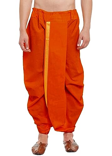 Men's (Readymade Dhoti) Silk Cotton Ready to Wear Mahraj Dhoti Pa...