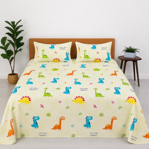 Image of COZY FURNISH Double Bedsheet Set for Double Bed, 90 x 100 Inches with 2 Pillow Covers, Premium Soft Microfiber Cotton Fabric for Bedroom