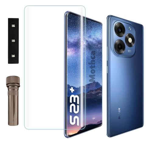 Image of Mothca Premium UV Tempered Glass Screen Protector For Itel S23 Plus (Pack of 1) Full Adhesive UV Curved Screen Guard, Case Friendly with Installation Kit