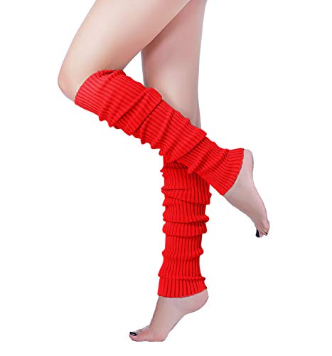 Image of v28 Women Warm Leg Warmers 80s Retro Party Costume Knit Ballet Neon Long Socks