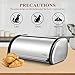ENLOY Bread Box for Kitchen Counter, Stainless Steel Roll Top Bread Bin, Sliver Bread Storage Holder with Lid, Large Capacity Bread Keeper, 17 x 11 x 7 Inches