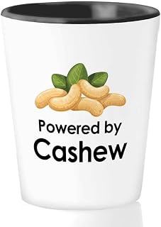 Vegan Shot Glass 1.5oz - Powered by Cashew - Fruitarian Herbivorous Vegetarian Diet Healthy Plant Based Gluten Free Veggie Veganism
