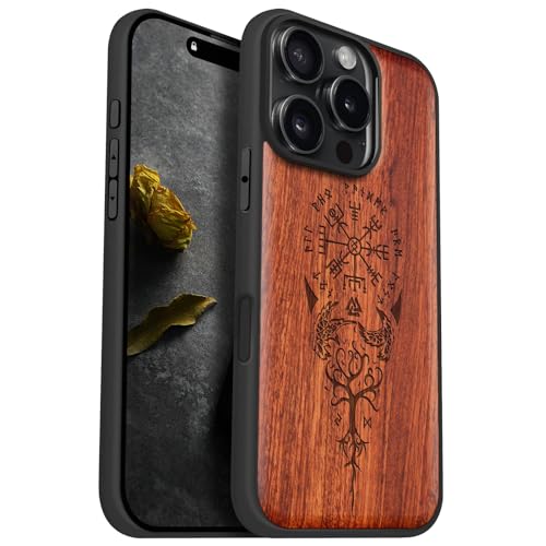 Coque iPhone 16 Pro bois magnétique étui antichoc Magsafe rose Viking