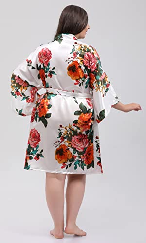 Qxqter Peony Floral Silky Satin Robe Wedding Bridal Party Bride Bridesmaid Robes For Women Dressing Gown Kimono Robe #TOP3