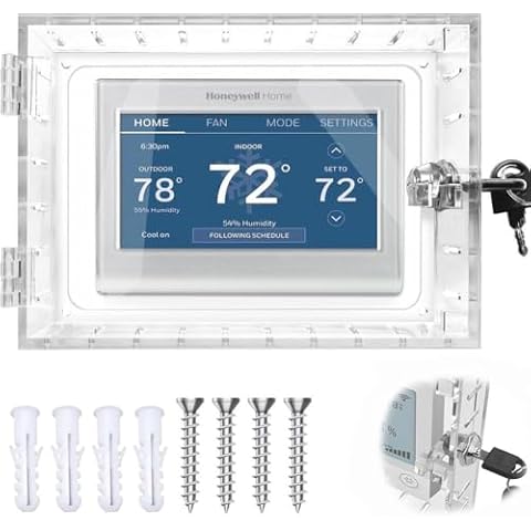 Qsnailfrr Large Thermostat Lock Box Cover with Key,Universal Thermostat Lock Box with Key,Clear Large Thermostat Guard for Thermostat on Wall,AC Lock Box Cover with Key Fits Thermostats Cover