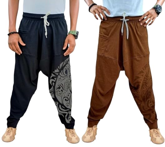 Image of Unisex Harem Pants (Trousers) for Adults (Pack of 2) Multi Colors