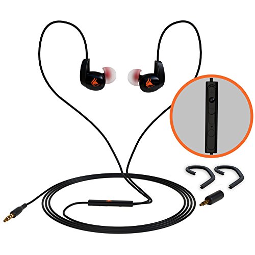 iFox Creations iFE4 In-Ear Wired Sports Earphones with Built-in Mic, an Ear Hook and Volume Control