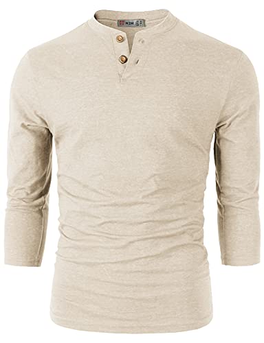 H2H Mens Casual Premium Slim Fit Henley Shirts Lightweight Thin Fabric2