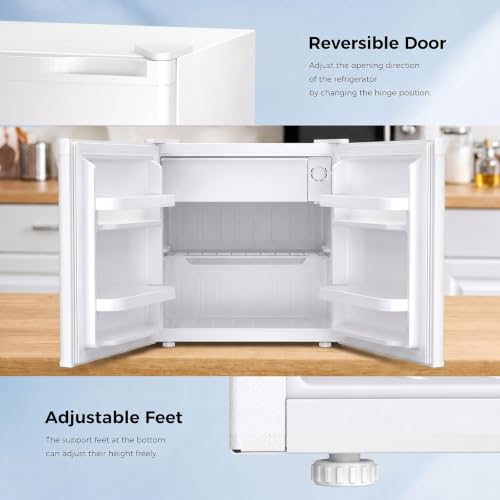 Image of Antarctic Star Compact Refrigerator Mini Fridge with Single Reversible Door,Wire Shelf,Defrost Button, for Bedroom /Office /Dorm,1.3 Cu. Ft,White