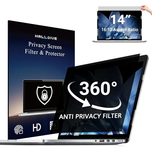 Image of 4-Way Laptop Privacy Screen Shield 14 Inch 16:10 Aspect, Removable 360 Privacy Filter Screen Protector for 14 Inch Laptop Computer, Anti Glare Blue Light Slide Mount Tabs Cover